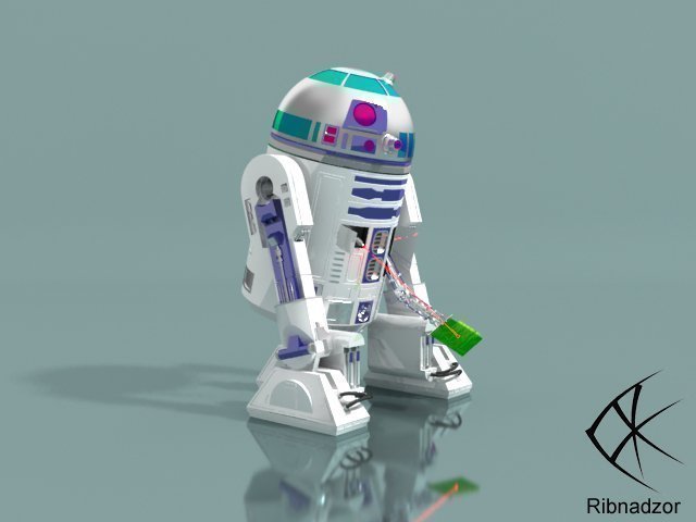 r2d2 Model 3D .c4d .max .obj .3ds .fbx .stl .blend 