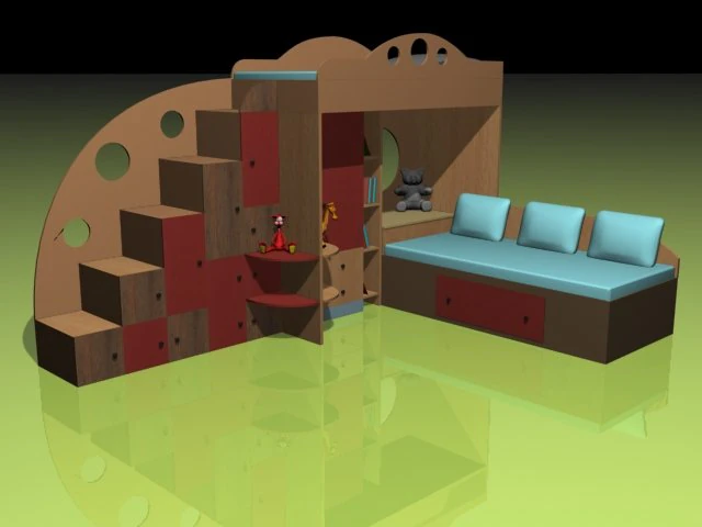 childrens bed 3D Model .c4d .max .obj .3ds .fbx .stl .blend 