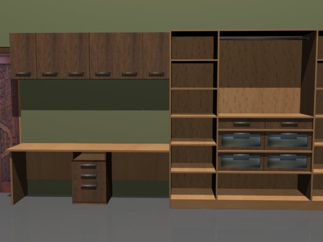 wardrobe with reading table 3D Model .c4d .max .obj .3ds .fbx .stl .blend 