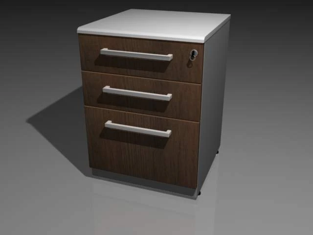 three drawer pedestal 3D Model .c4d .max .obj .3ds .fbx .stl .blend