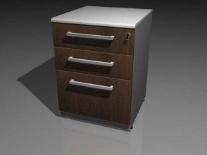 three drawer pedestal Modello 3D