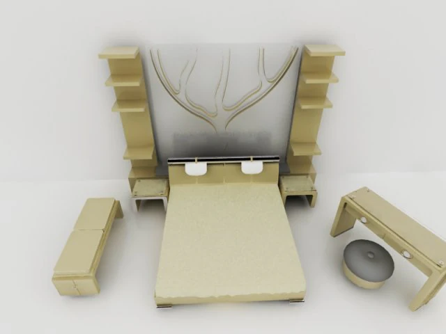 tempat tidur Model 3D .c4d .max .obj .3ds .fbx .stl .blend 