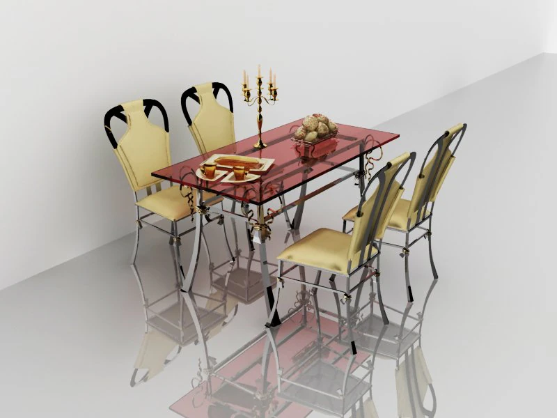 테이블이 있는 의자 3D 모델 .c4d .max .obj .3ds .fbx .stl .blend 