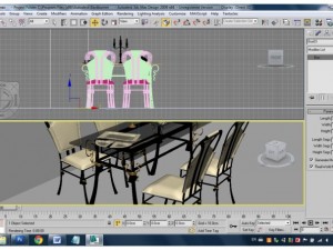 chairs with table Model 3D