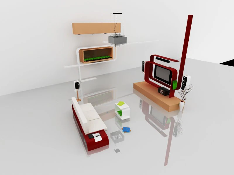 living room 3D Model .c4d .max .obj .3ds .fbx .stl .blend 