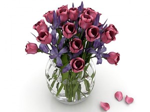 rose in vase Modèle 3D