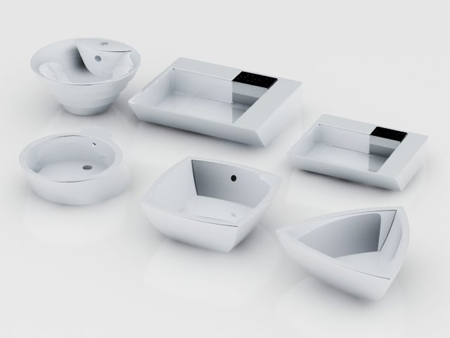 washbasins 3D 模型 .c4d .max .obj .3ds .fbx .stl .blend 