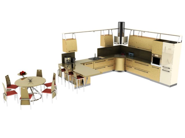 kitchen 3D Model .c4d .max .obj .3ds .fbx .stl .blend 