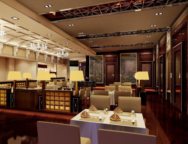 restaurant Modelo 3D .c4d .max .obj .3ds .fbx .stl .blend