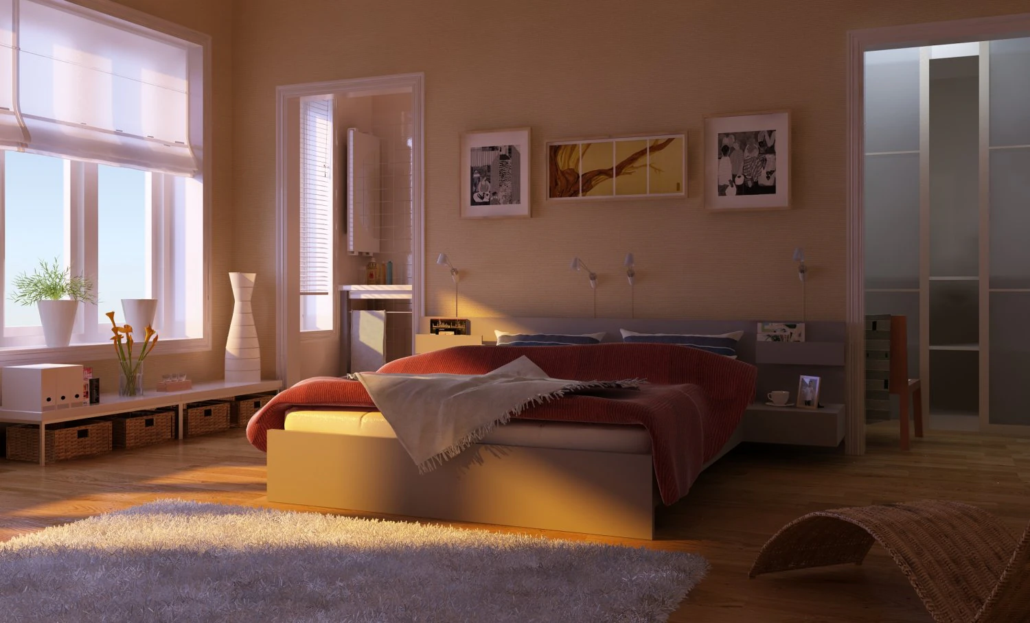 bedroom 3D Model .c4d .max .obj .3ds .fbx .stl .blend 