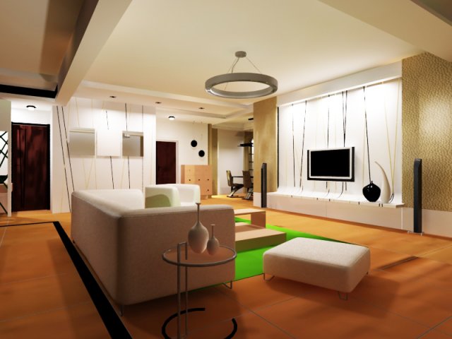 living room 3D 模型 .c4d .max .obj .3ds .fbx .stl .blend