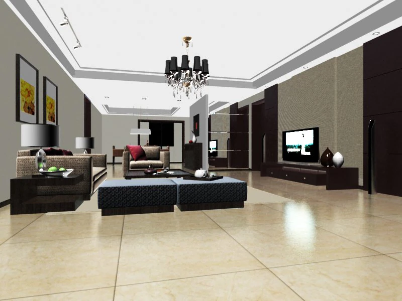 living room 3D Model .c4d .max .obj .3ds .fbx .stl .blend 