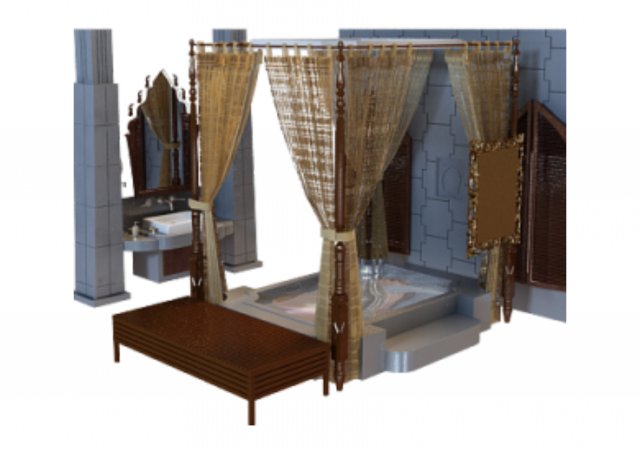 bedroom 3D 模型 .c4d .max .obj .3ds .fbx .stl .blend 