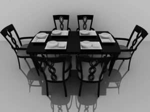 의자가 있는 테이블 3D 모델