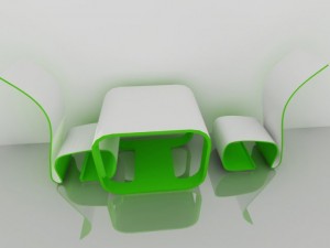 chair with table 3D Model