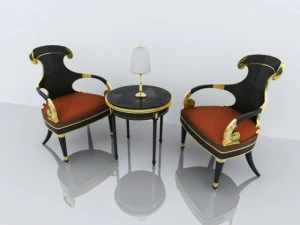 chairs with table 3D Model