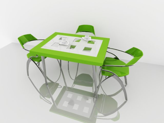 chairs with table 3D Model .c4d .max .obj .3ds .fbx .stl .blend 