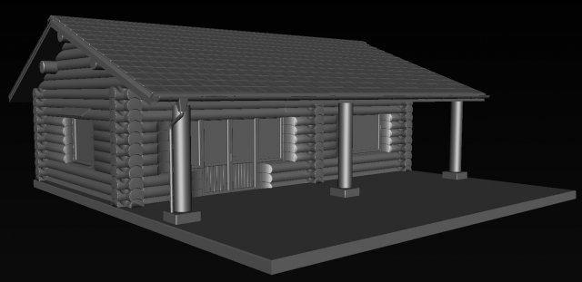 Log Cabin Model 3D .c4d .max .obj .3ds .fbx .stl .blend 