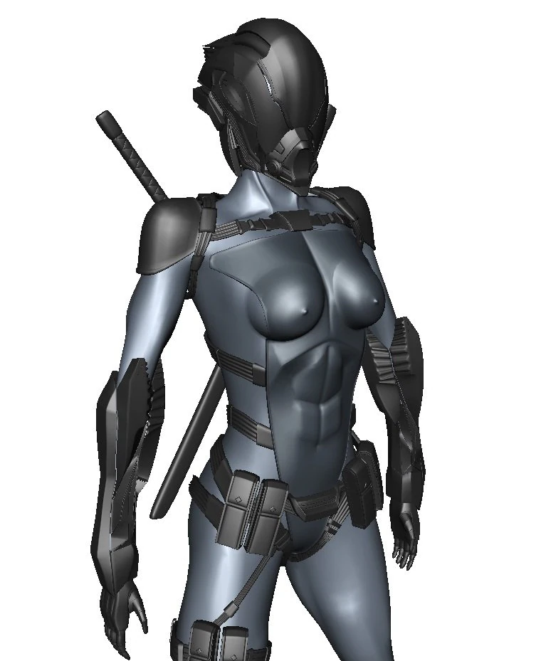 Girl Assassin Fighter 3D Model .c4d .max .obj .3ds .fbx .stl .blend 