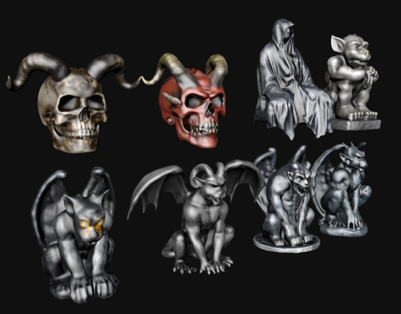 Statue Gothic Devil Model 3D .c4d .max .obj .3ds .fbx .stl .blend 
