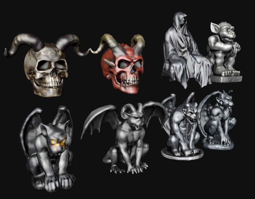 Statue Gothic Devil 3D Model .c4d .max .obj .3ds .fbx .stl .blend 
