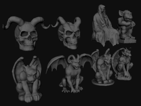 Statue Gothic Devil 3D Model