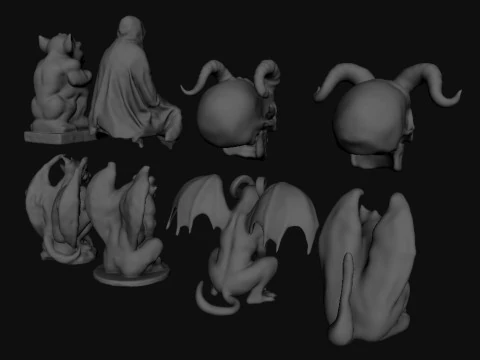 Statue Gothic Devil 3D Model