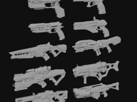 Guns Pack 3D Model