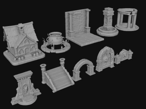 Game Equipments Architecture 3D Model