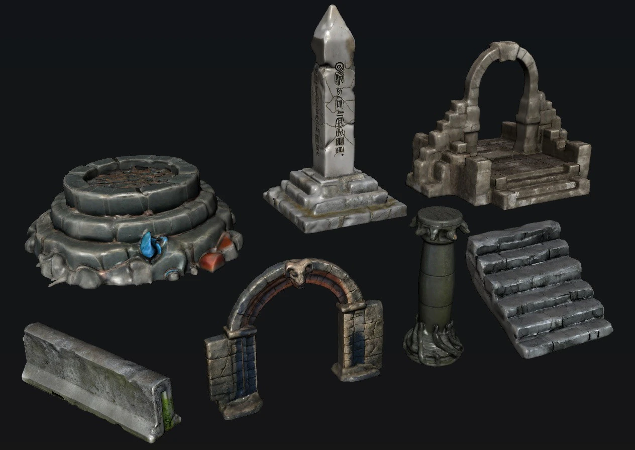 Stone Architecture 3D Model .c4d .max .obj .3ds .fbx .stl .blend 