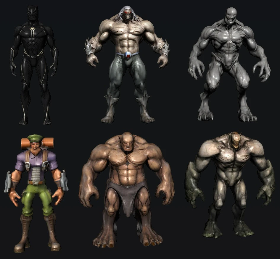 Fighters Characters 3D Model .c4d .max .obj .3ds .fbx .stl .blend 