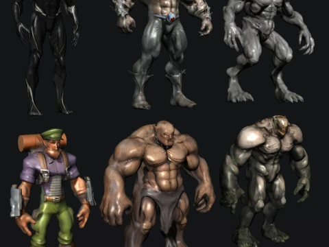 Fighters Characters 3D Model
