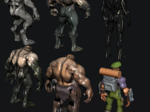 Fighters Characters 3D Model