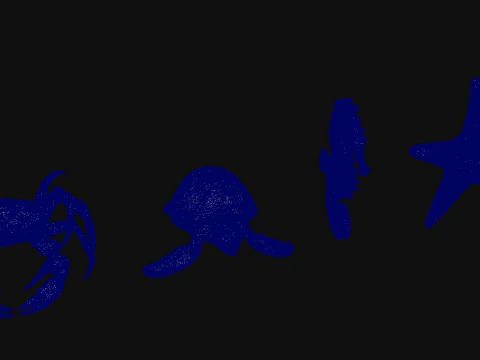 海の動物たち 3Dモデル