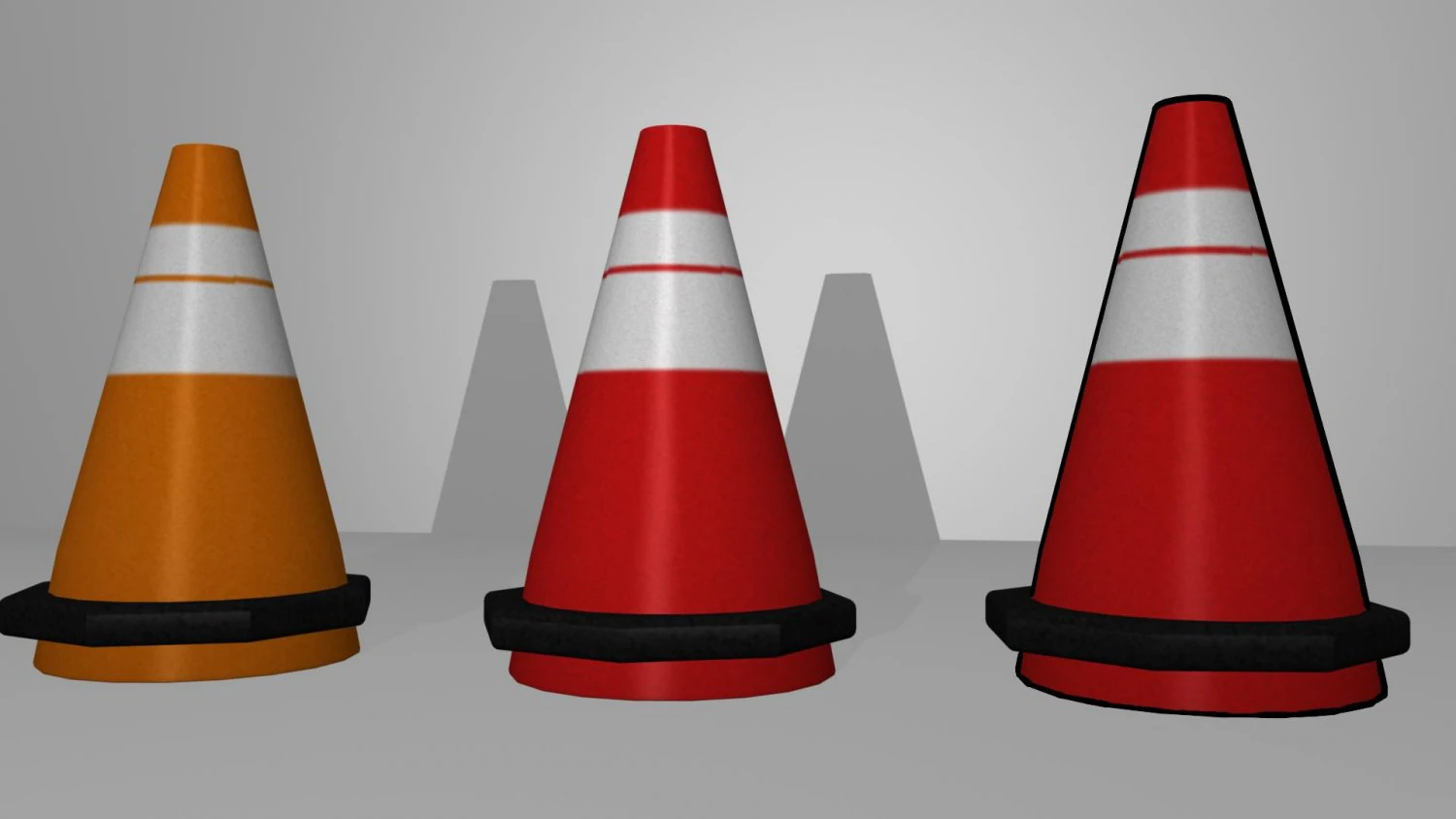 traffic cone x3 3D Model .c4d .max .obj .3ds .fbx .stl .blend 