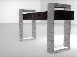 bench with square legs collection x5 mb obj 3D Model