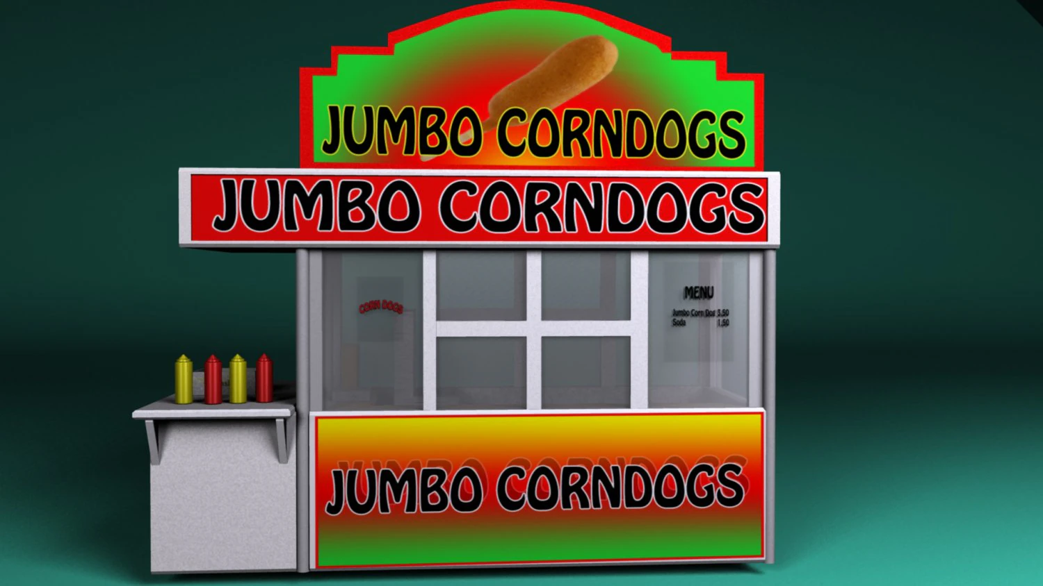 corn dog booth 3D Model .c4d .max .obj .3ds .fbx .stl .blend 
