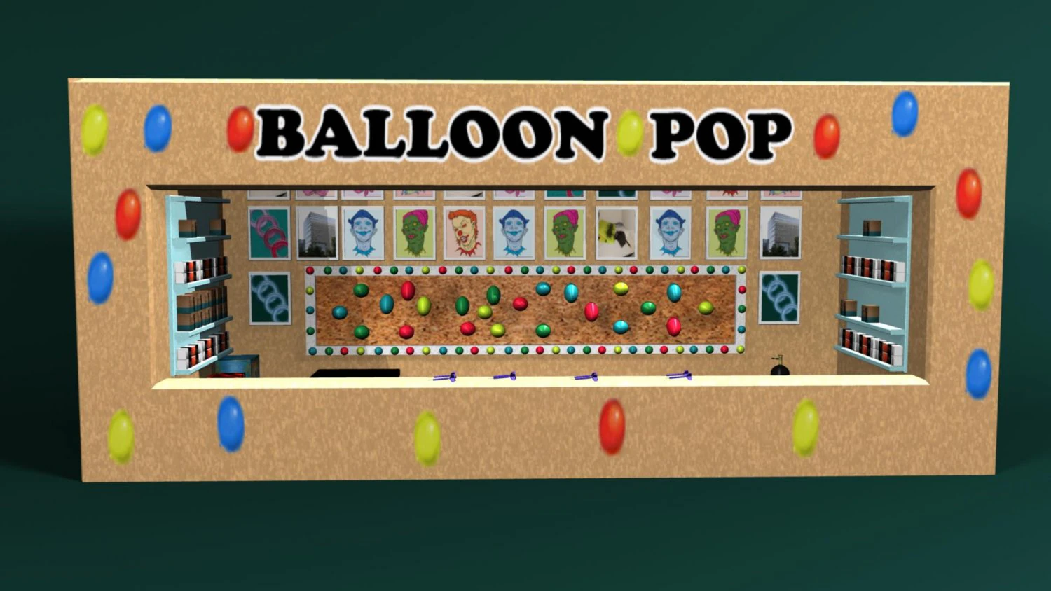 balloon pop carnival game 3D Model .c4d .max .obj .3ds .fbx .stl .blend