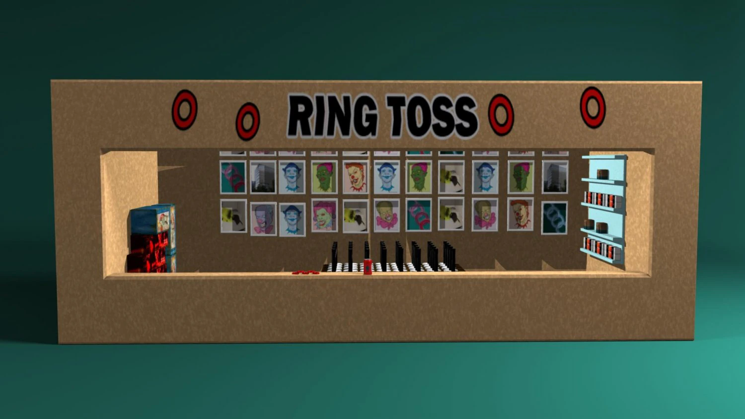 ring toss carnival game kiosk 3D Model .c4d .max .obj .3ds .fbx .stl .blend 