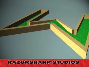 mini golf alfabesi w delik 3D Model