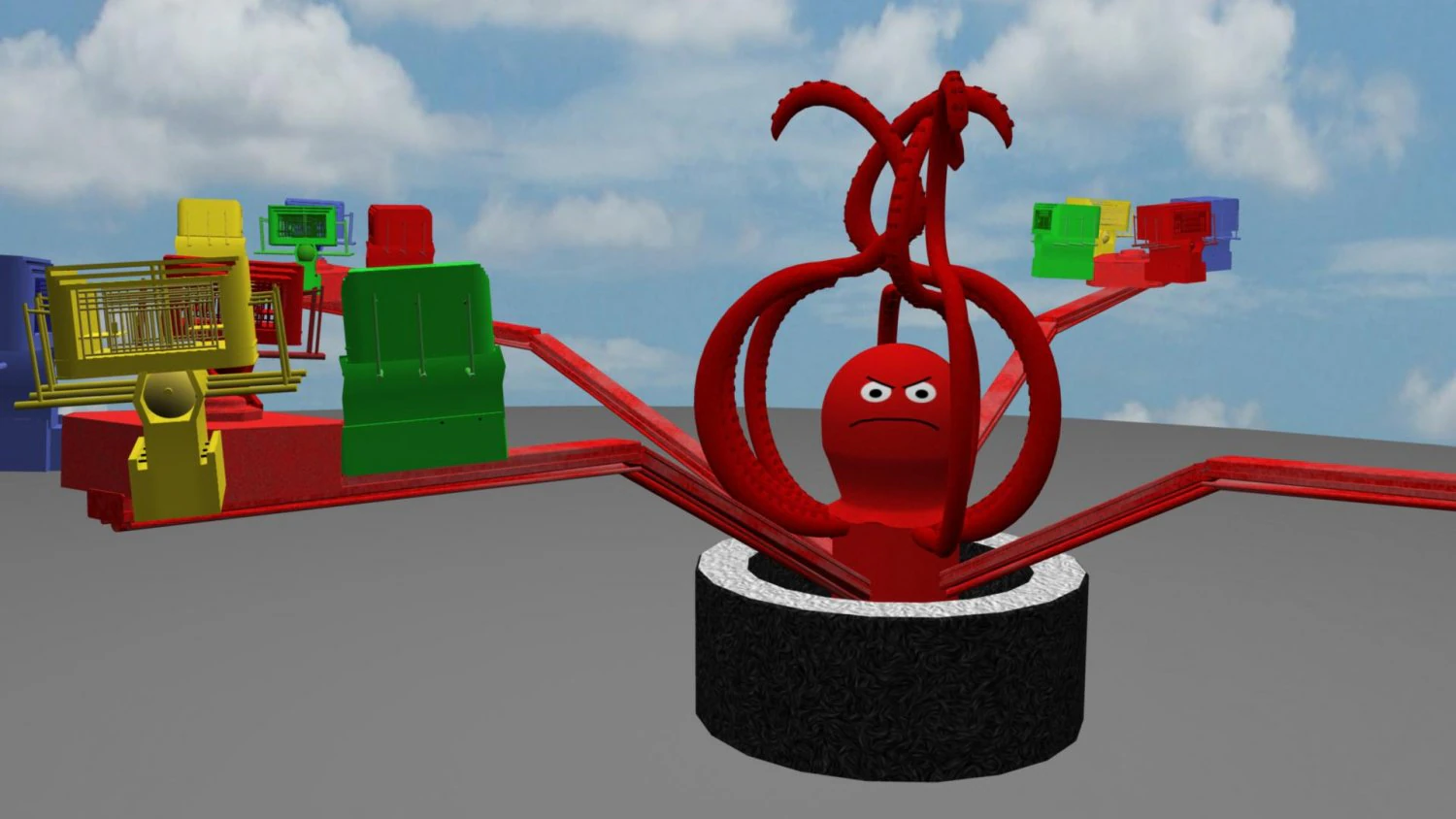 carnival ride octopus 3D Model .c4d .max .obj .3ds .fbx .stl .blend 
