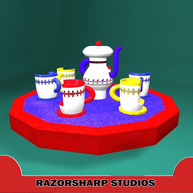 carnival ride teacups Model 3D .c4d .max .obj .3ds .fbx .stl .blend 