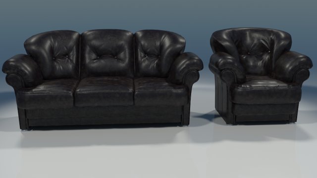 leather settee 3D Model .c4d .max .obj .3ds .fbx .stl .blend 