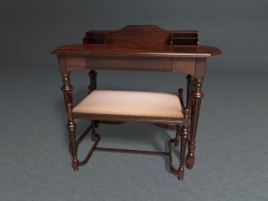 victorian table with piano bench Modello 3D