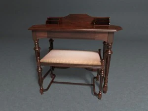 维多利亚风格的桌子和钢琴凳 3D 模型