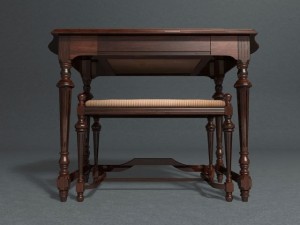 victorian table with piano bench 3D Model