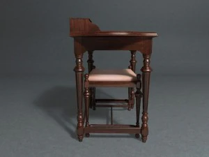 victorian table with piano bench 3D Model