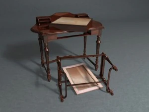 victorian table with piano bench 3D Model
