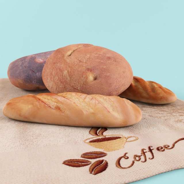 bread on the towel 3D Modell .c4d .max .obj .3ds .fbx .stl .blend 