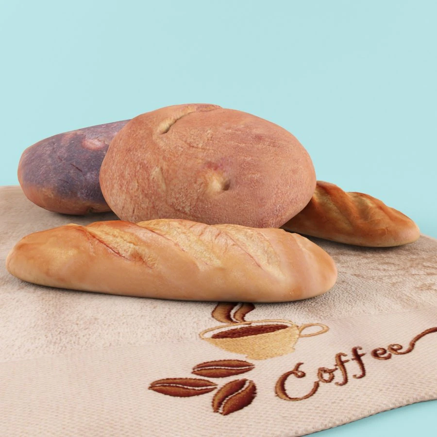 bread on the towel 3D Model .c4d .max .obj .3ds .fbx .stl .blend 